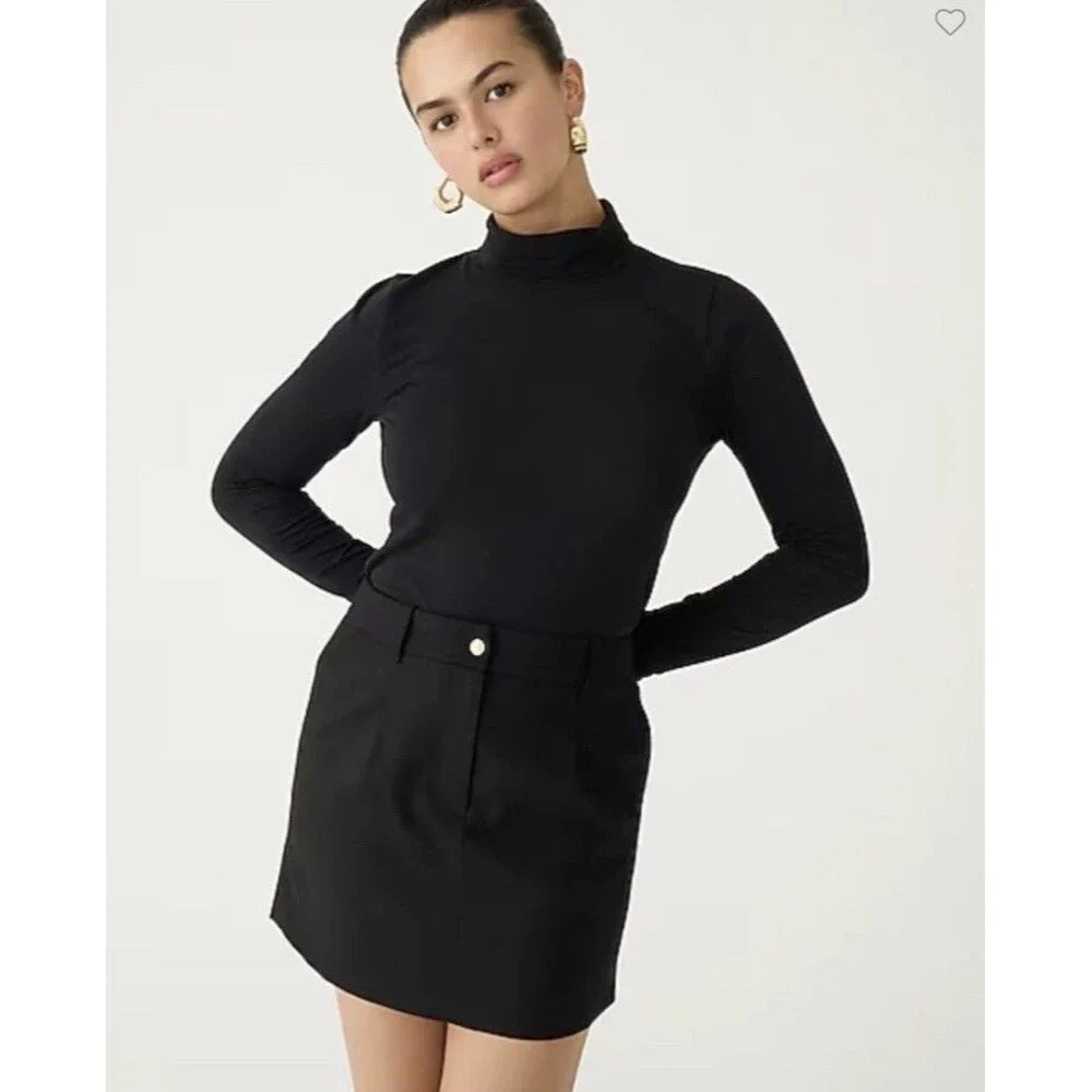 J.CREW Women’s Black Cotton Knit Tissue turtleneck Long Sleeve Top Size M